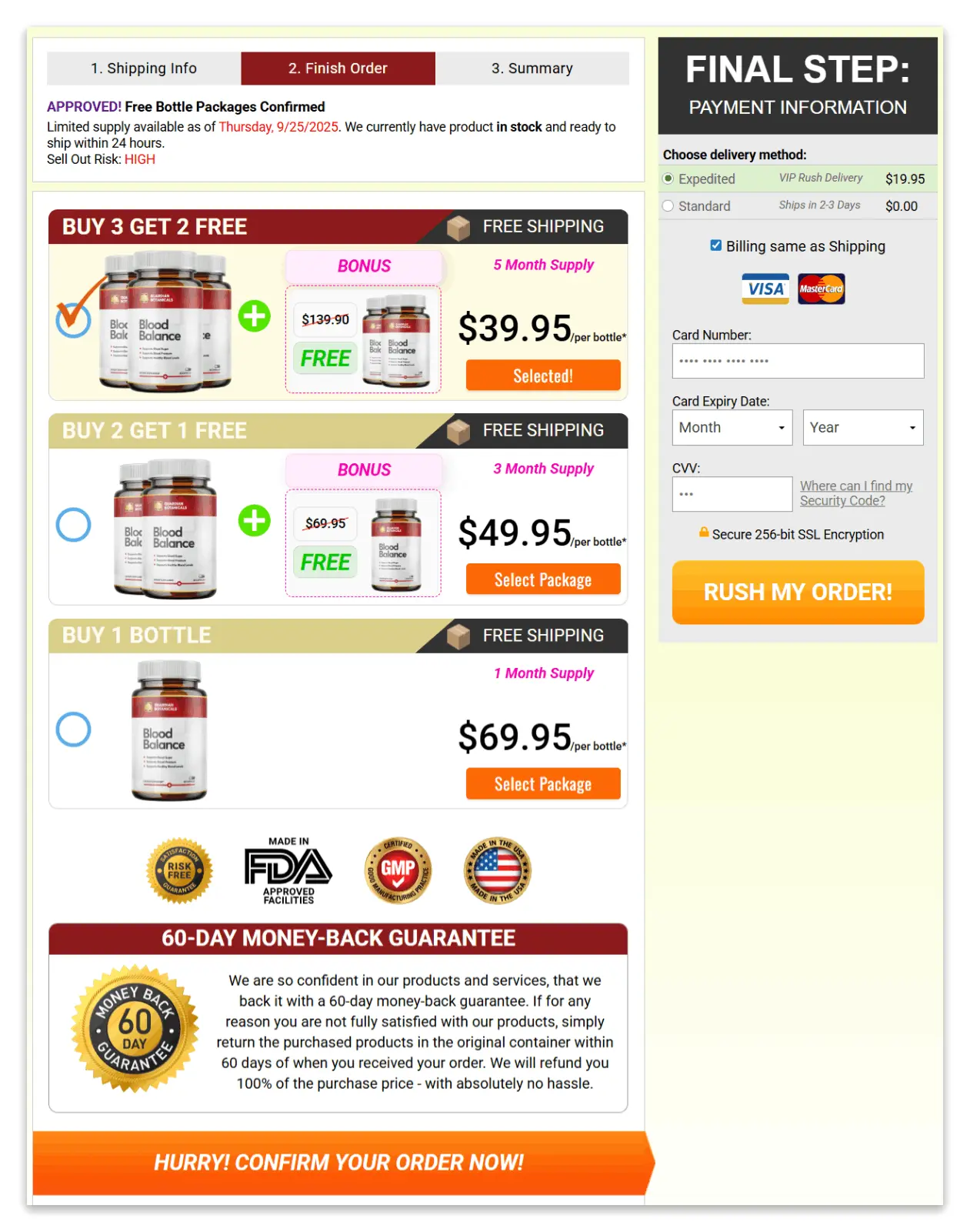 Blood Balance Secure Checkout Page